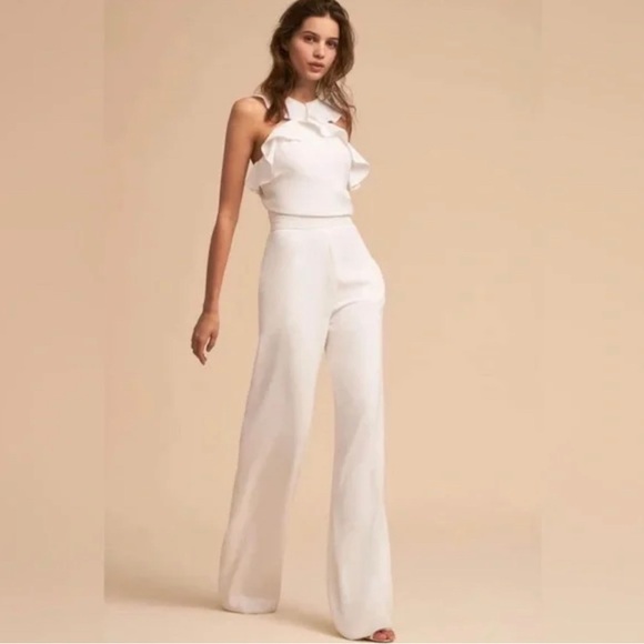 Monique Lhuillier white jumpsuit, size 6 - Picture 2 of 9
